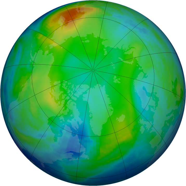 Arctic ozone map for 16 December 1992